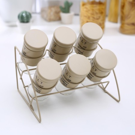 A set of glass cans for bulk products "Style", 20 × 16 × 17 cm, on a stand, 6 pcs, color mix-8