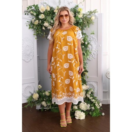 Women's dress, size 52, mustard color-6