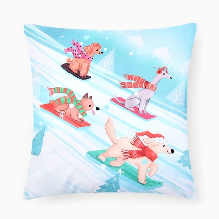 Czech on the pillow Ethel "Snowboarding Dogs" 40x40 cm, 100% p/e, velor-1