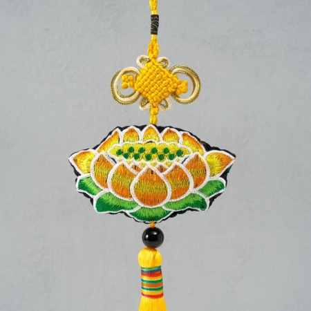 Suspension Textile "Lotus" yellow 2x10x29 cm-2