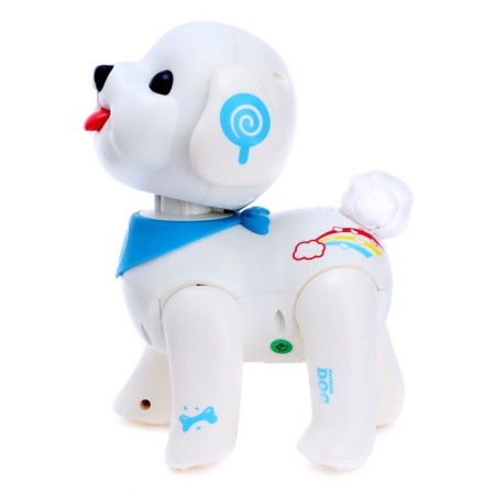 Robot Dog "Cute Puppy", programmable, on the control panel, interactive: reacts to pops, sound, light, batteries, in Russian-1
