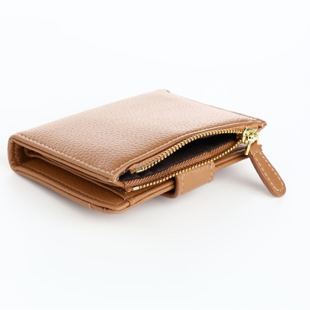 Women's wallet on the button, beige color-3