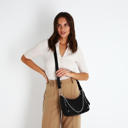 Bag Cross-Bodi with a zipper, black color-6