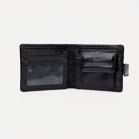 Male purse on a button, for bills, for cards, for coins, black color-2