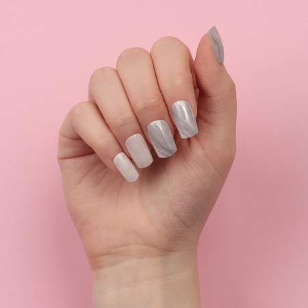 Zebra overhead nails, 24 pcs, with glue plates, soft square shape, white/silver color-14