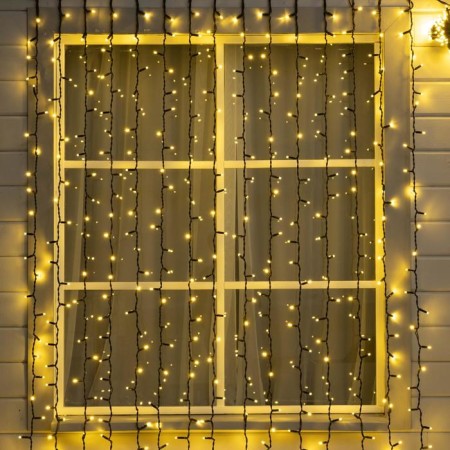 Garland "Curtain" 2 x 6 m, IP65, UMS, dark rubber thread, 1440 LED, glow warm white, 220 V