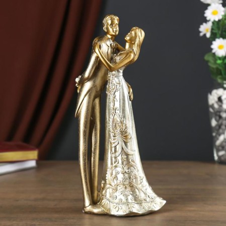 Polystone souvenir "Bride and groom on marriage" 29x9x13 cm