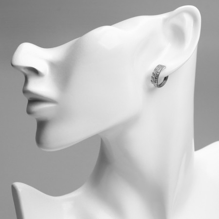 Cooping Earrings Creation, white color in silver, d = 1.5 cm-2