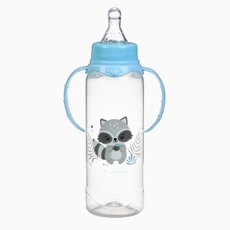 Lovely Baby feeding bottle 250 ml, cylinder, with handles, blue color-1