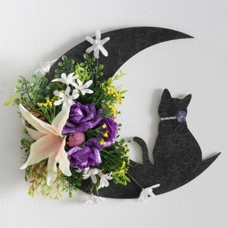 Panel tree "Cat for a month, purple roses" 30x30 cm-1