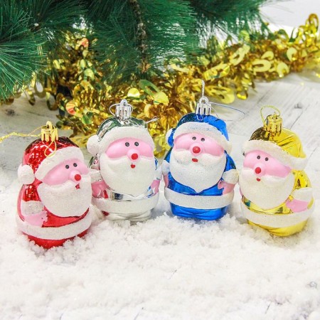 Christmas tree decoration "Santa Claus" (set 4 pcs) 7.5x4.5 cm, mix