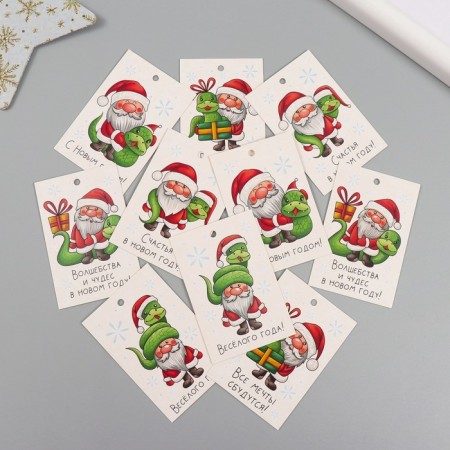 Cardboard "Grandfather Frost and Snake" set 10 pcs (5 types) 4x6 cm-1