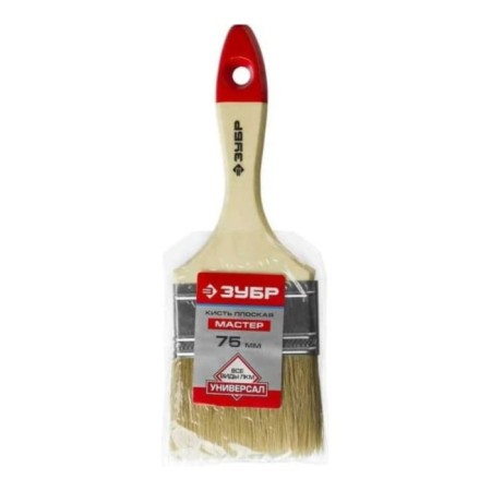 Brush flat bison 4-01003-075, natural bristles, wooden pen, 75mm-2