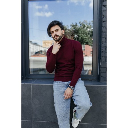 Jumper male ise, size 56, burgundy color-10