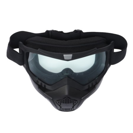 Glasses-mask for motorcycle driving, collapsible, transparent glass, black-1