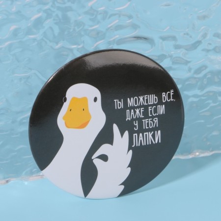 Pocket mirror “Goose”, d = 7 cm, black color-3
