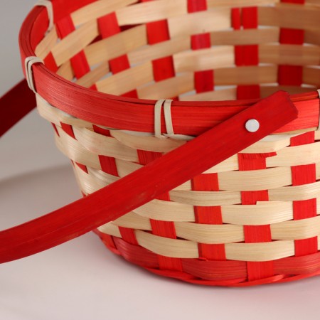 Wicker basket, d21xh24 cm, red, bamboo-1