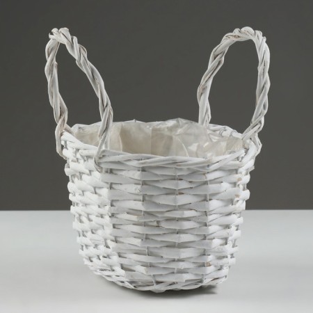 Wicker basket, 24 x 17/24 cm, white, willow-1