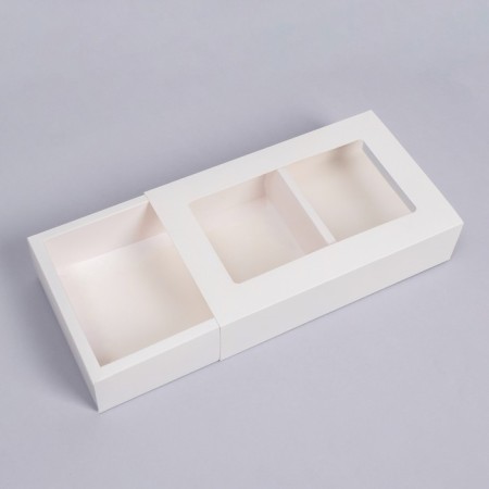 Box fold, pencil case, with a window, white, 25 x 16 x 6 cm-2