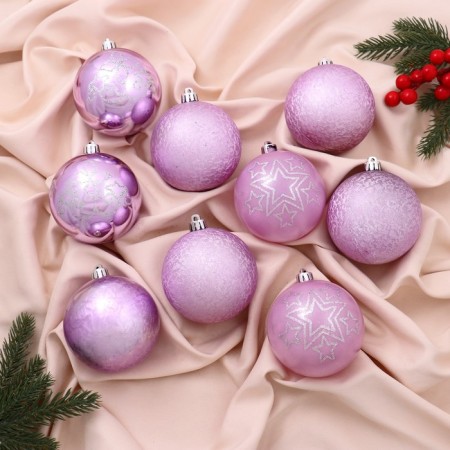 Set of balls Plastic D-8 cm, 9 pcs "Emily Assorted Stars"