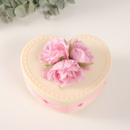 Musical Mechanical Monkey Casket "Delicate Roses" Milk 12x13.5x10.5 cm-4