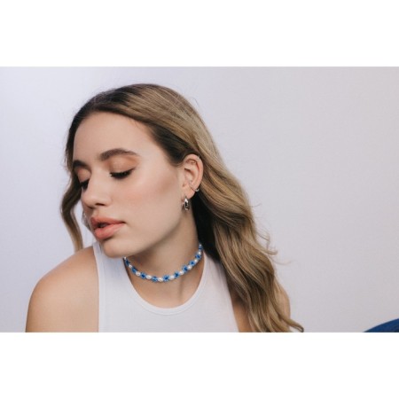 Earrings "cafs" cuffs, set 3 pcs, white color in silver-3