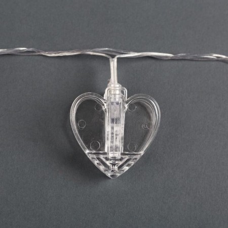 Garland “thread” 4.5 m with nozzles “Prishchka-heart”, IP20, transparent thread, 20 LED, red glow, 220 V-3