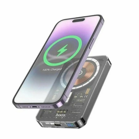 External battery Hoco Q14, 5000 mAh, 1 Type-C, 2 A, PD, wireless charging, black-2