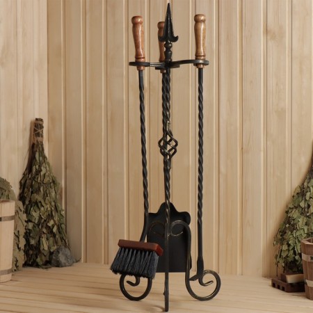 Set for the fireplace "Leon" (poker, scoop, brush), gold