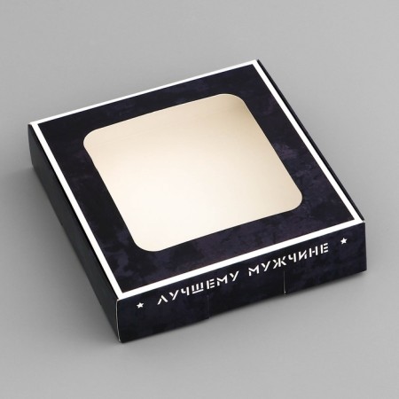Box Gift team with a window, packaging, "February 23", 13 x 13 x 3 cm-2