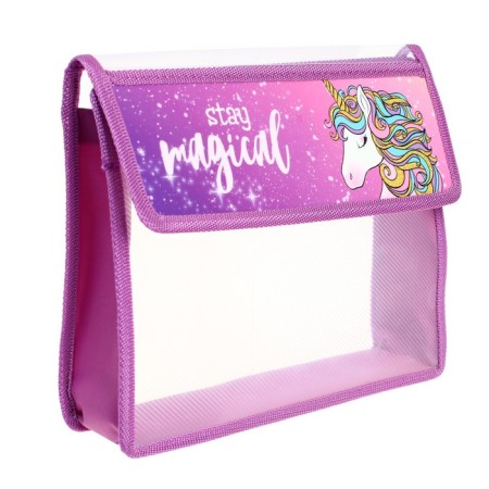 A5 notebook folder (230 x 190 x 50 mm), with Velcro valve, plastic/textiles, calligrata, "unicorn"-1