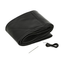 Shooting for the steering wheel, eco-leather, black, thread, needle, size m, 36-38 cm