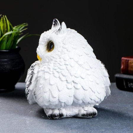 Piggy bank "Low owl" White, 16x18cm-5