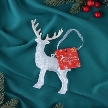 Christmas tree decoration "Deer shine" 12x14.5 cm, white-2