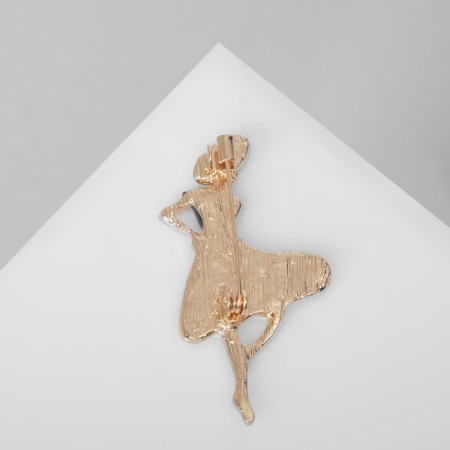 Brooch "Lady", black-beige color in gold-2