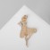 Brooch "Lady", black-beige color in gold