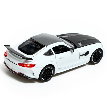 Metal machine, 1:24, inertial, doors, hood, trunk, white color are opened-2