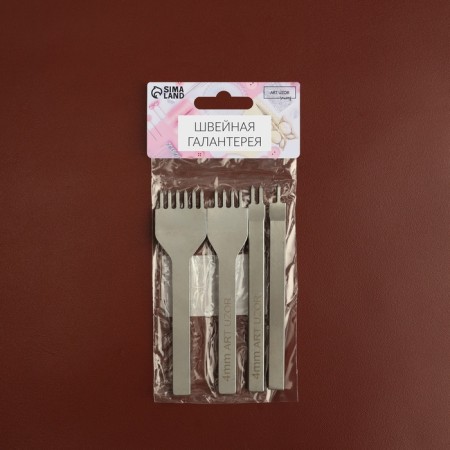 A set of lowercase rhomboid punch for the skin, step = 4 mm, 4 pcs, nickel color-8