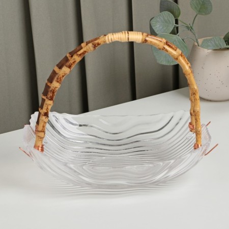 Glass Serving "Cest", 22.5 × 17 cm, bamboo pen,-1