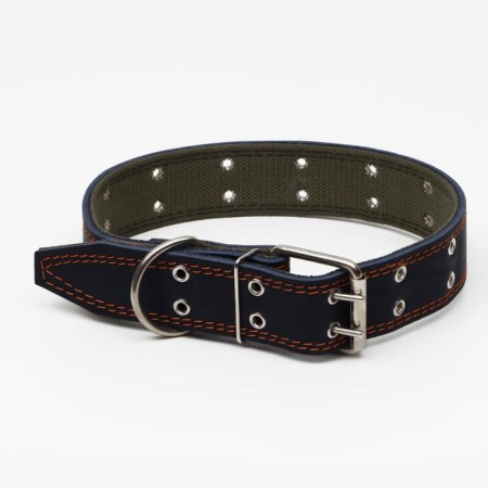 Collar combined leather/tarpaulin, dimensionless, 83 x 4.5 cm, Osh 20-70 cm, blue-1