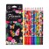 Pencils 12 colors in a cardboard box, hexagonal, wooden, flowers on a black mix