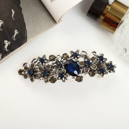 Hair hairpin "Blue fog" flowers, 9 cm