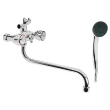 Bath mixer Zein Z4327, Kran-Box 1/2, pour 30 cm, with a shower set, chrome