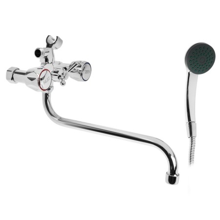 Bath mixer Zein Z4327, Kran-Box 1/2, pour 30 cm, with a shower set, chrome