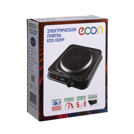 Electric tile ECON ECO-132HP, 1000 watts, 1 burner, black color-4