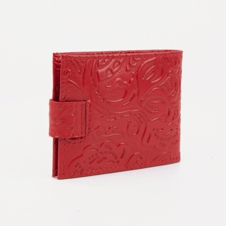 Women's wallet on the button, red color-1