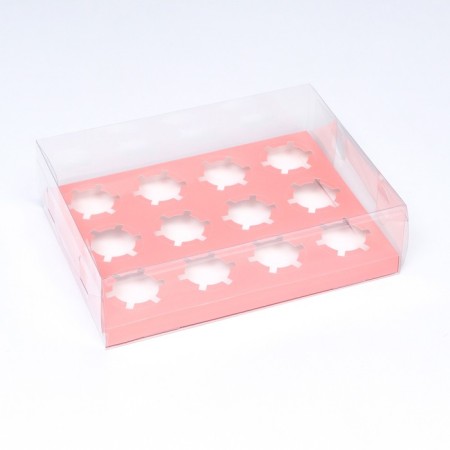 Box for 12 cupcakes, pink 34.7 × 26.3 × 10 cm-1