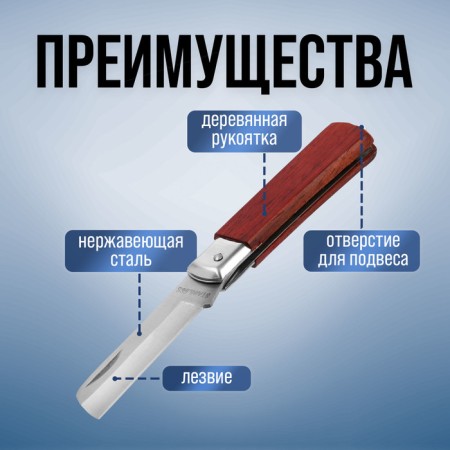 A universal folding tundra knife, a wooden handle, a straight blade, stainless steel-2