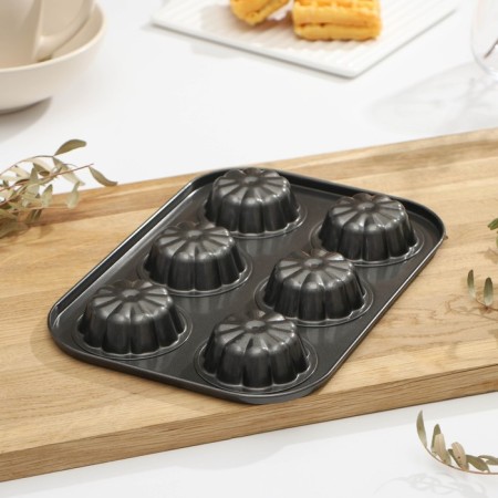 Baking uniform “Centure”, 27 × 18 × 3 cm, 6 cells, anti -stick coating, black color-2