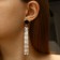 Hanging earrings "rectangle" disco, black-silver color, 8 cm